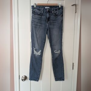 Good American Good Legs Crop Classic Blue Ripped Skinny Jeans